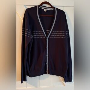 Tristan Dark Blue Cardigan with Gray Accents